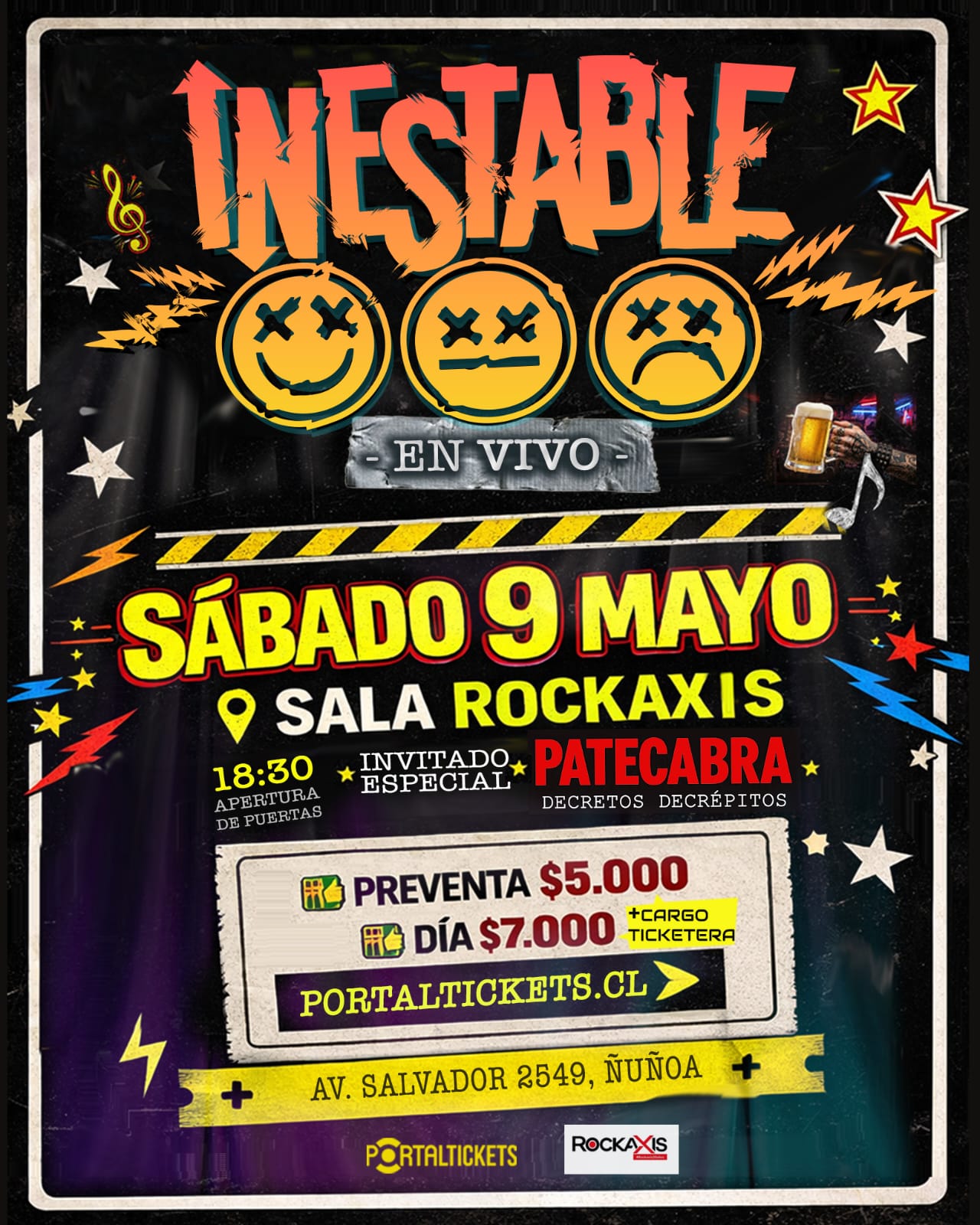 Inestable anuncia conciertos en Santiago y Viña del Mar